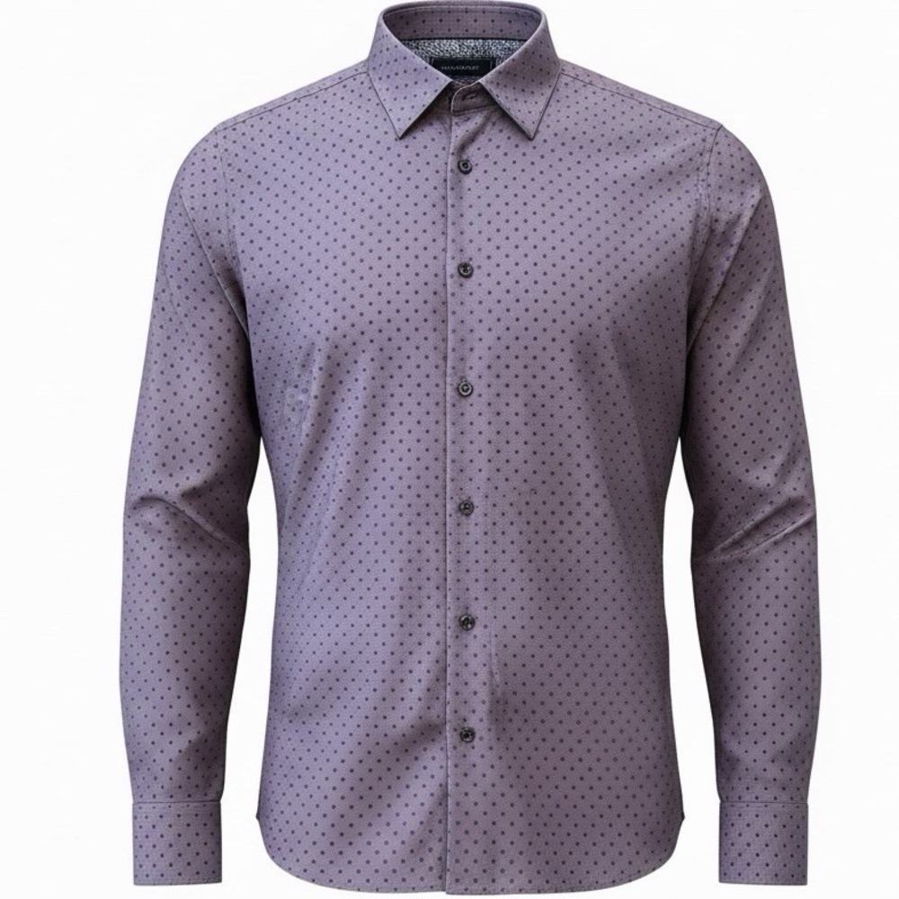 Seven Diamonds Men's Dress Shirt, Purple, Size Lg With Flip Cuffs